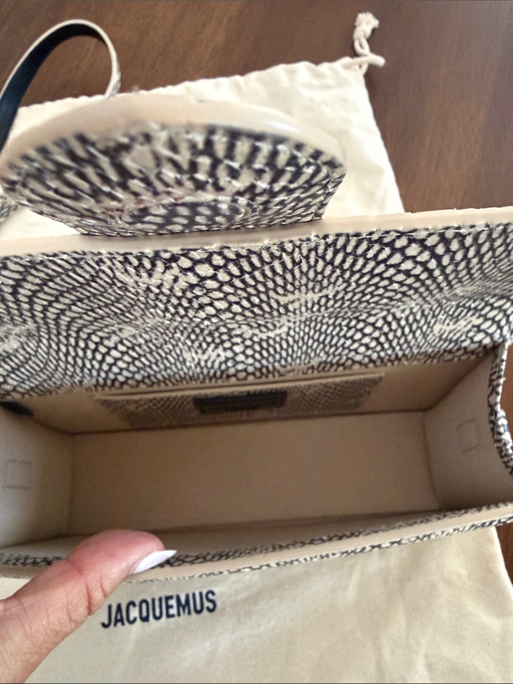 Jacquemus Le Grand Bambino Black & White Snakeskin-Effect Mini Bag - Picture 3 of 6